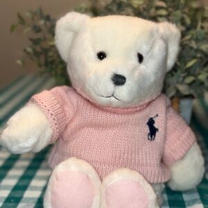 Ralph Lauren Romance Teddy Bear Plush Pink Sweater Vintage